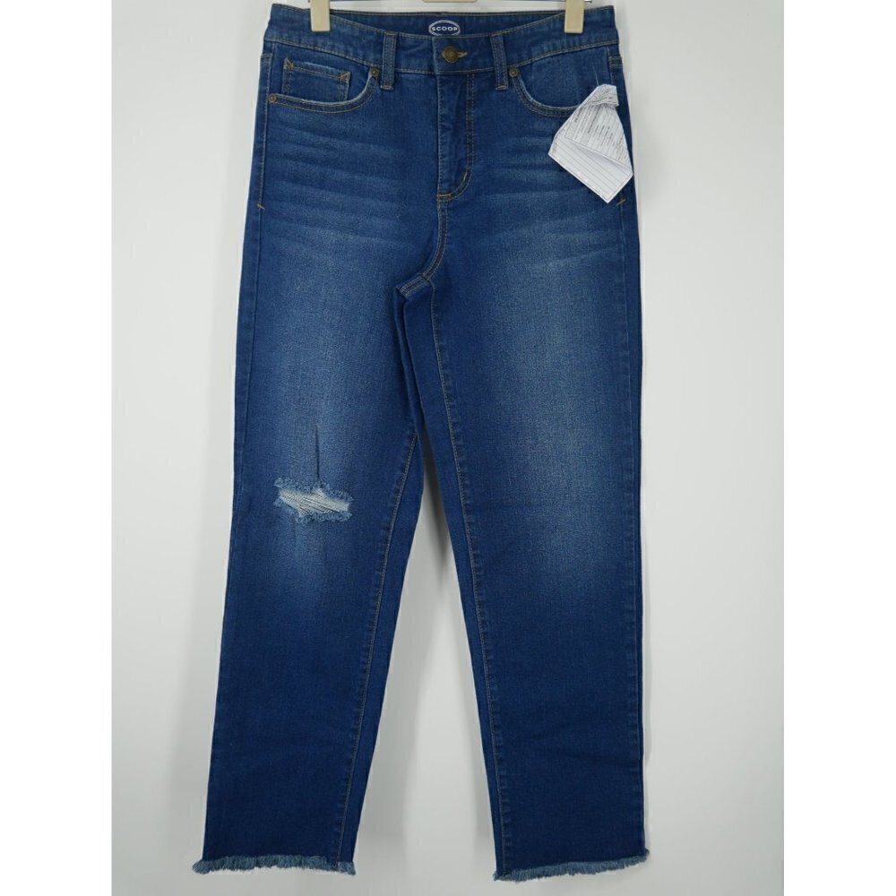 NWT SCOOP NYC‎ Crop Straight High Waisted Jeans Blue 4
